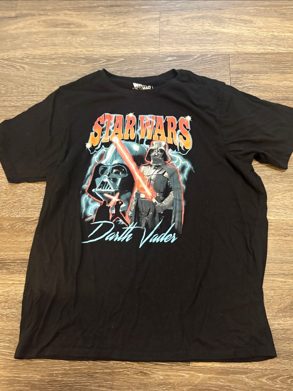 Star Wars Darth Vader Graphic Tee - Black with Red & Teal Print